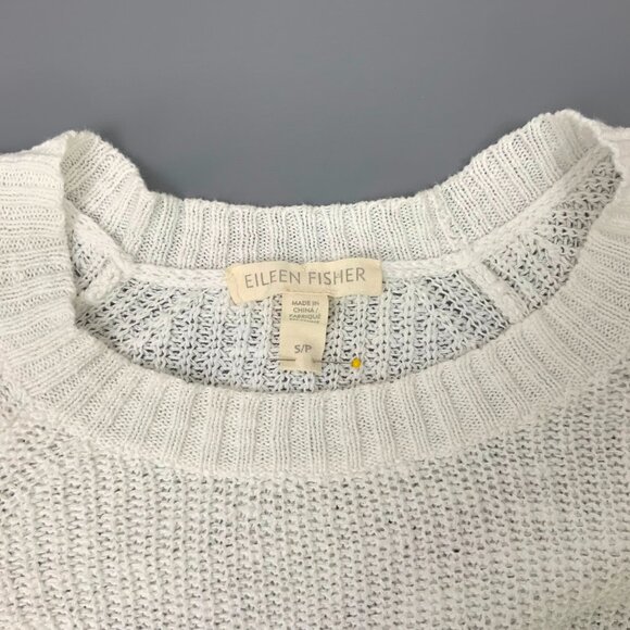 Eileen Fisher White Crew Neck Tunic Sweater Organic Linen Blend Long Sleeve Sz S - Picture 13 of 16